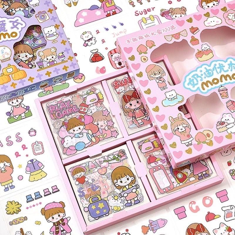 

1 Lembar / Pcs Stiker Motif Kartun Korea Lucu Anti Air / Stiker 2D / Dekorasi Handbook Scrapbook