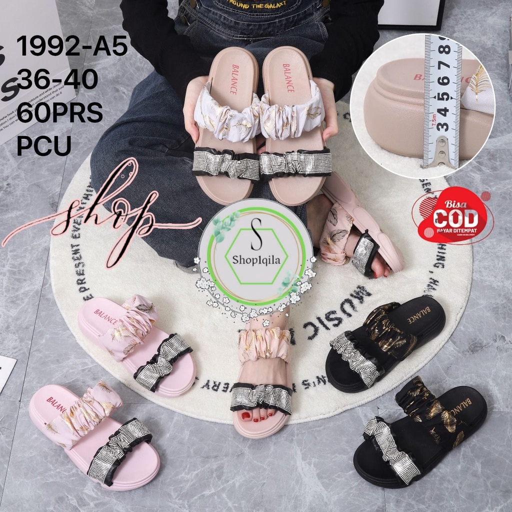 sandal wedges wanita karet jelly tali ban dua 1992-A5 (36-40) sandal wanita terbaru