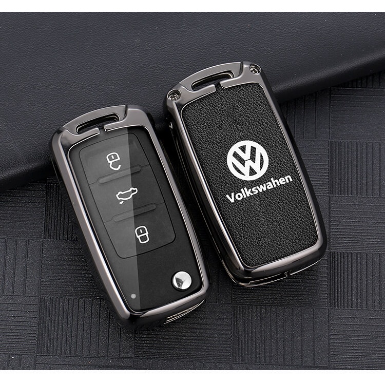 Zinc Alloy Leather Car Key Case Cover Shell for Volkswagen VW Polo Tiguan Golf Passat B5 B6 B7 Beetle Eos Scirocco Up E-up