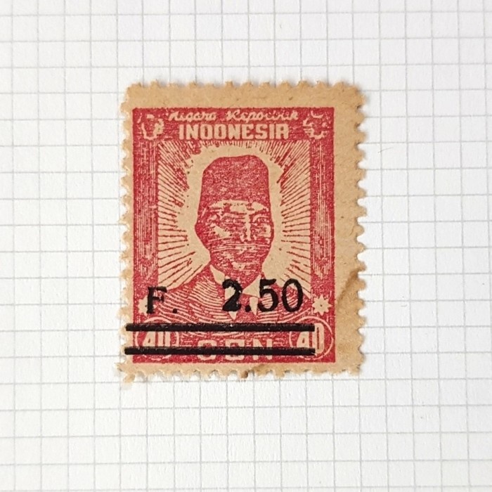

✨NEW✨ - Perangko Indonesia Revolusi Sumatra 1947. Presiden Soekarno 2,5 gulden