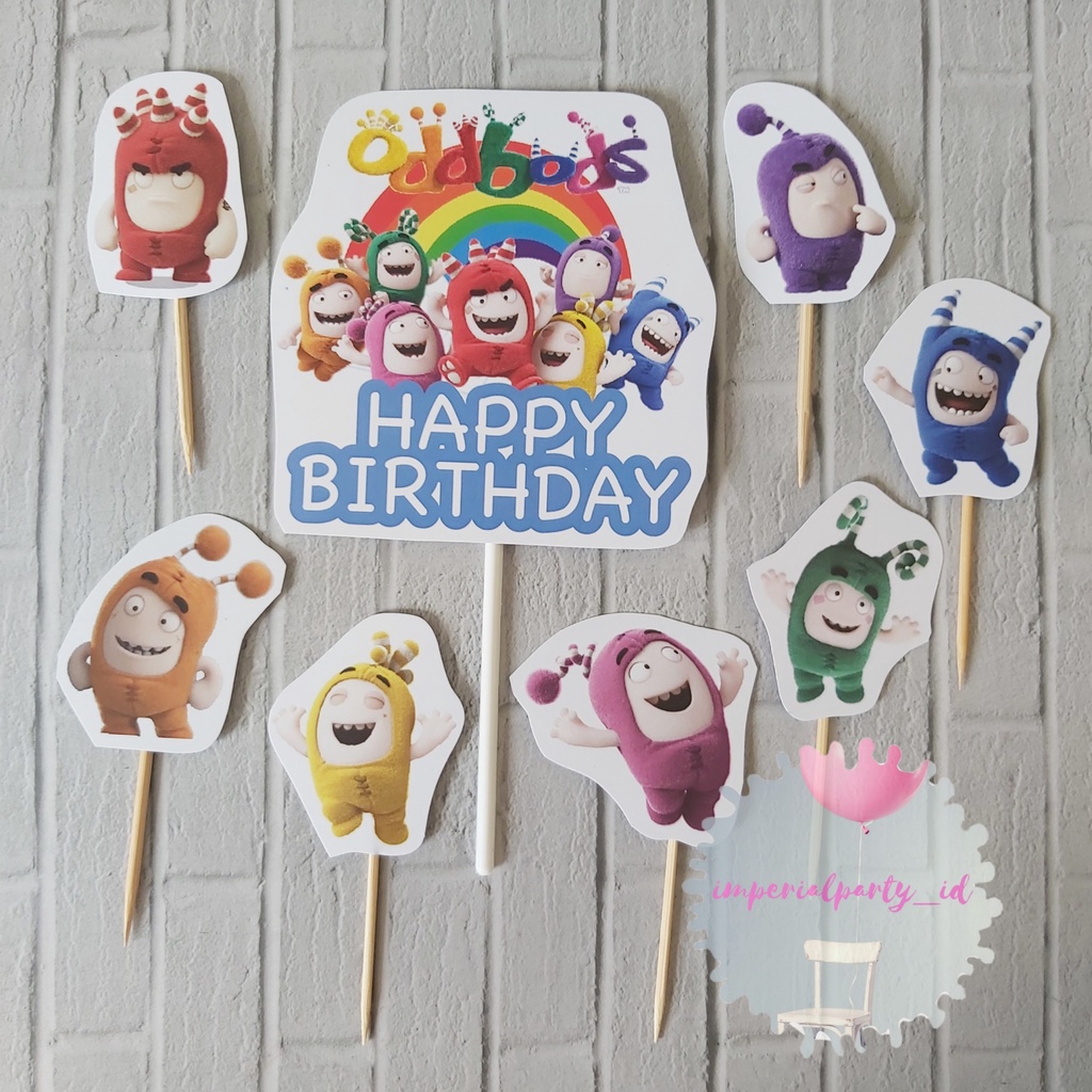 Cake Cupcake Topper Kue Happy Birthday Oddbods