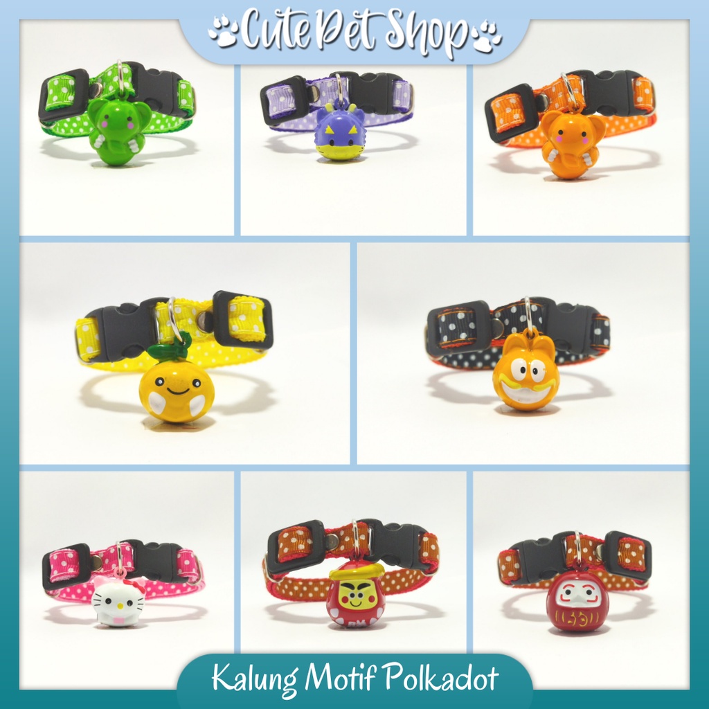 Kalung Kucing Lucu Motif Polkadot Lonceng Karakter / Kalung Kucing Lucu / Kalung Kucing Berkualitas