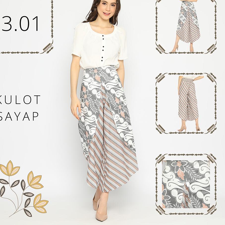 Booming celana Kulot sayap Lawasan Batik Celana Tumpuk Kerja Kantoran Bawahan Kebaya Sogan Genes Kas