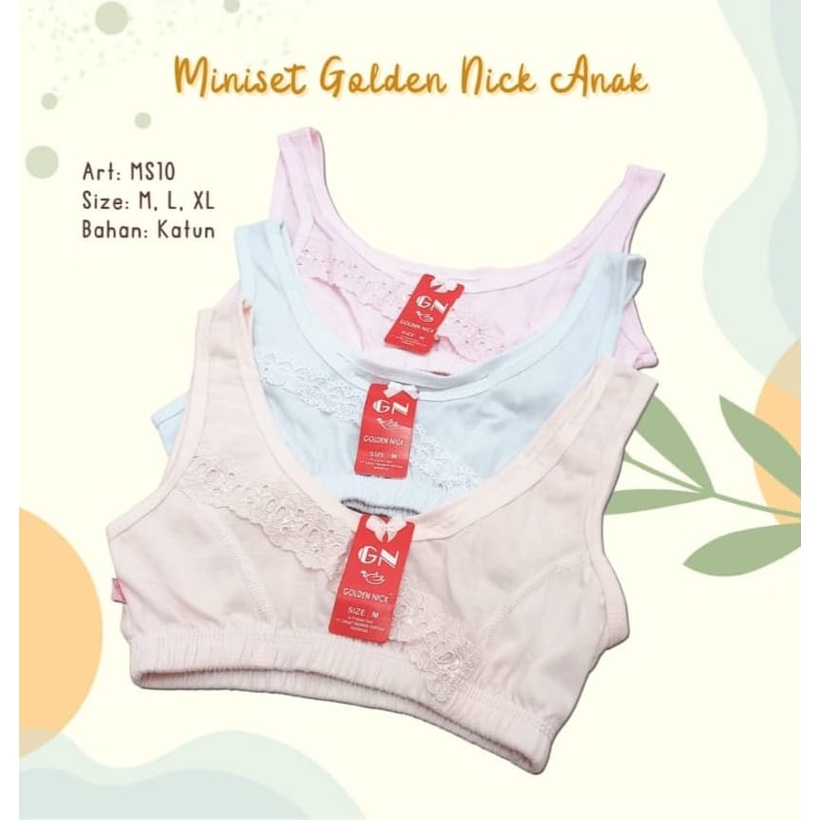 3 Pcs Miniset Renda Golden Nick - Miniset Anak Perempuan - Mix 3 Warna