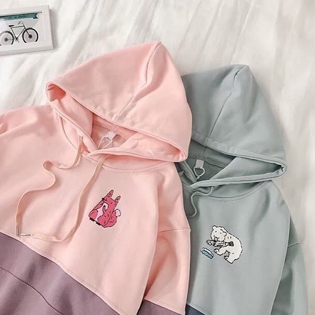 sweater hoodie wanita OVERSIZE / hoodie kombinasi animal terbaru