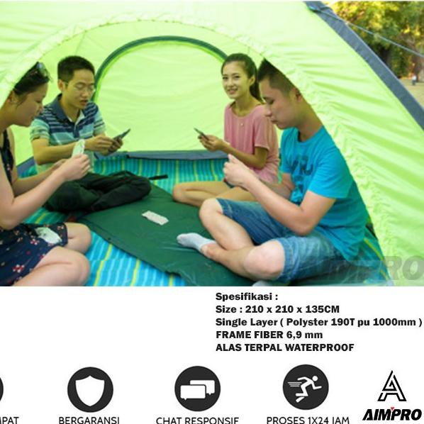 ➟➬✢ AIMPRO Tenda HUNTER Kapasitas 4-5 Orang Waterproof - Tenda Camping - Tenda Single Layer Kirim La