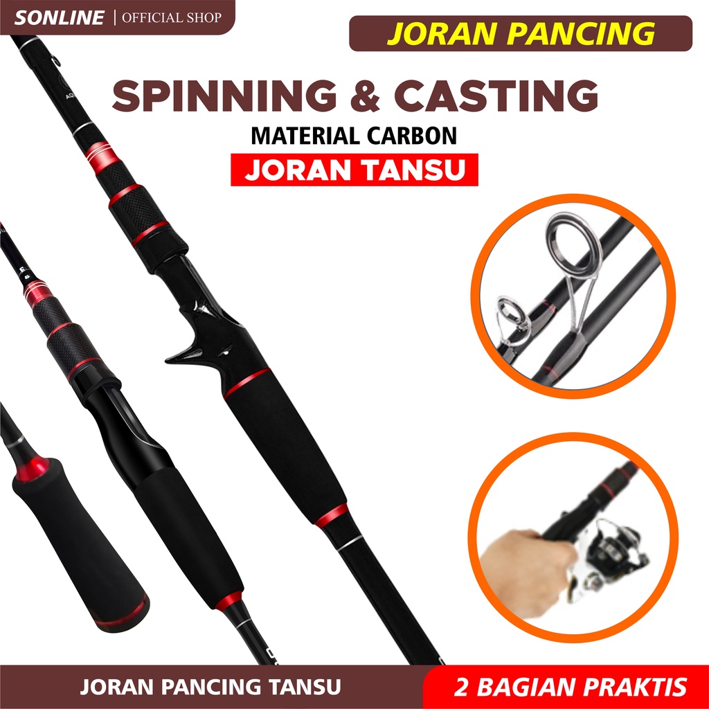 SONLINE Joran Pancing  Ultralight Super Premium 1.65m s/d 2.70m Fishing Rod Carbon Fiber Joran Pancing Spinning &amp; Casting Fishing Pole 2 Section Tansu
