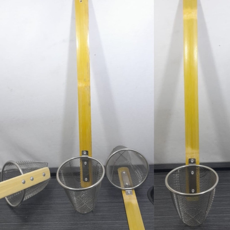 Serok Mie Kayu Panjang Saringan mie stainless Steel Gagang Kayu M-709