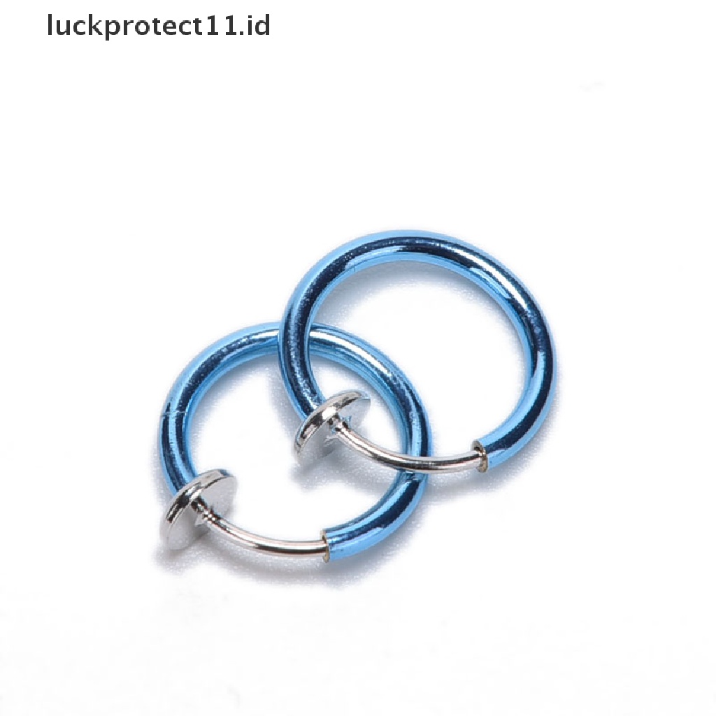 /Fashion Hot// Fashion// 2PC Anting Tusuk Palsu Punk Klip On Tubuh Hidung Bibir Cincin Hoop Telinga Unisex.