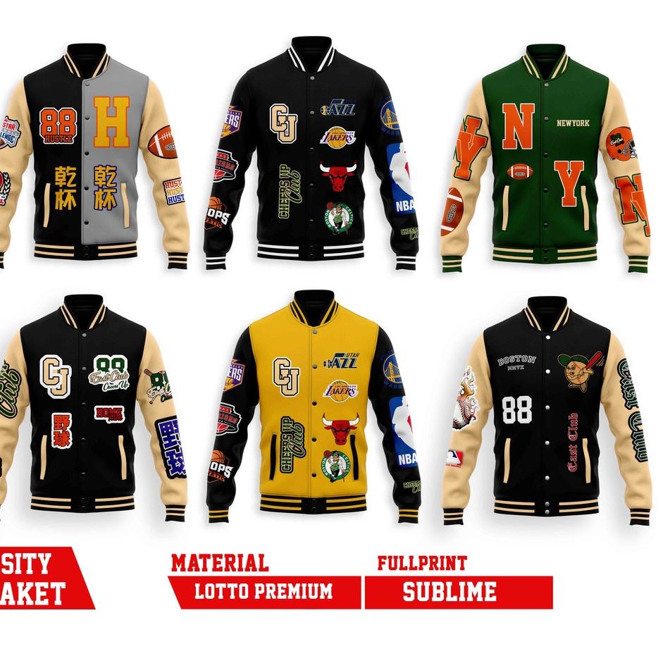 Hemat Menarik Varsity Jacket Baseball Pria Wanita MLB & NBA  JAKET BASKET BALL