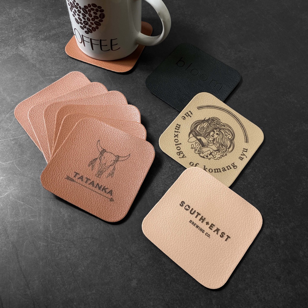 Coaster Custom Faux Leather | Tatakan Gelas Cafe/Resto/Couple/Souvenir (ASTRO)