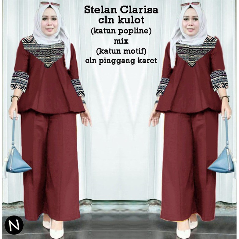 PIK - Setelan Kulot Clarisa XL(9033), XXL(9520), 3XL(9817)/ Pakaian Muslim/ Setelan Muslim/Fashion Wanita