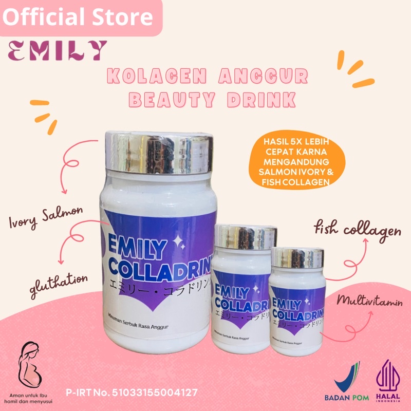 Emily Collagen Drink Anggur - Collagen Viral Aman Bumil Busui - Collagen Pemutih Badan Cepat