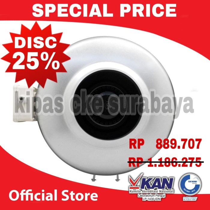 Fan Cke Centrifugal Fan Duct Inline Ci-Cdi100 4 Inch Kipas Blower Hisap