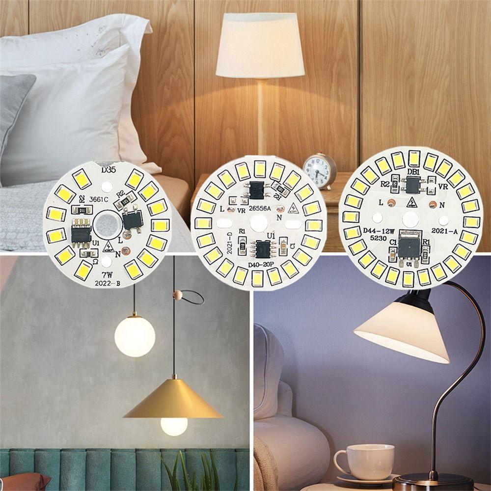 Nickolas1 5pcs LED Chip Putaran LED Chip PCB Dengan AC Terintegrasi 220V IC Driver Papan PCB Lampu Pencahayaan Manik-Manik Lampu