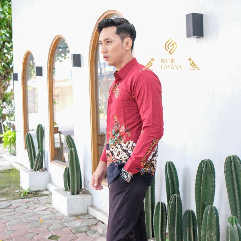Kemeja Batik Sekarpandan Merah Baju Formal atau Nonformal