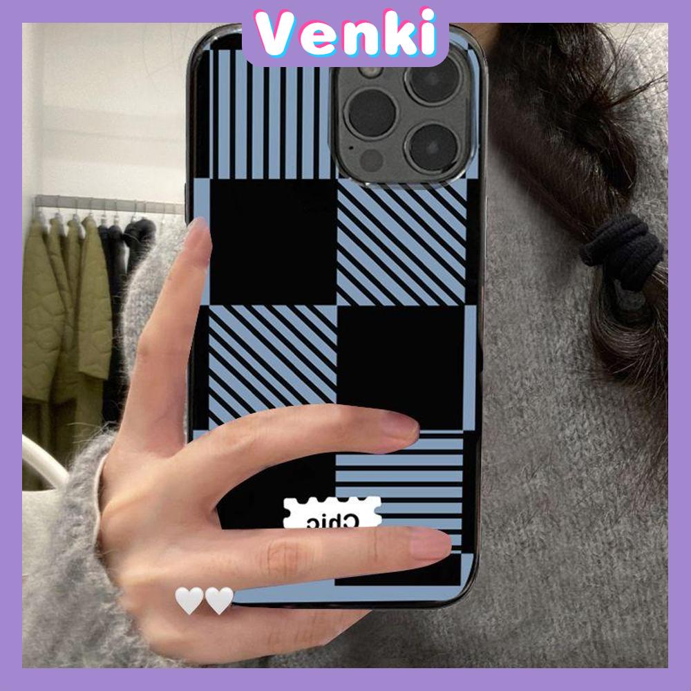 Case For iPhone 14 Pro Max Soft TPU Candy Case Blue and Black Love Plaid Glossy Back Cover Camera Protection Shockproof For iPhone 13 12 11 Pro Max 7 8 Plus X XR