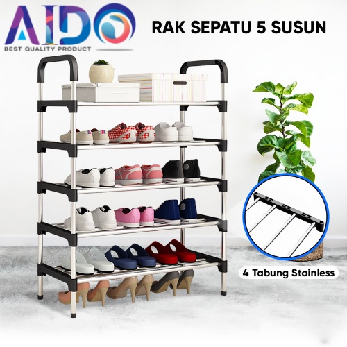 Rak Sepatu 5 Susun Gantungan Payung / Rak Sepatu 5 Tingkat Tempat Sepatu Sandal 5 Susun Rangka Besi & Plastik 4105-5 SUSUN