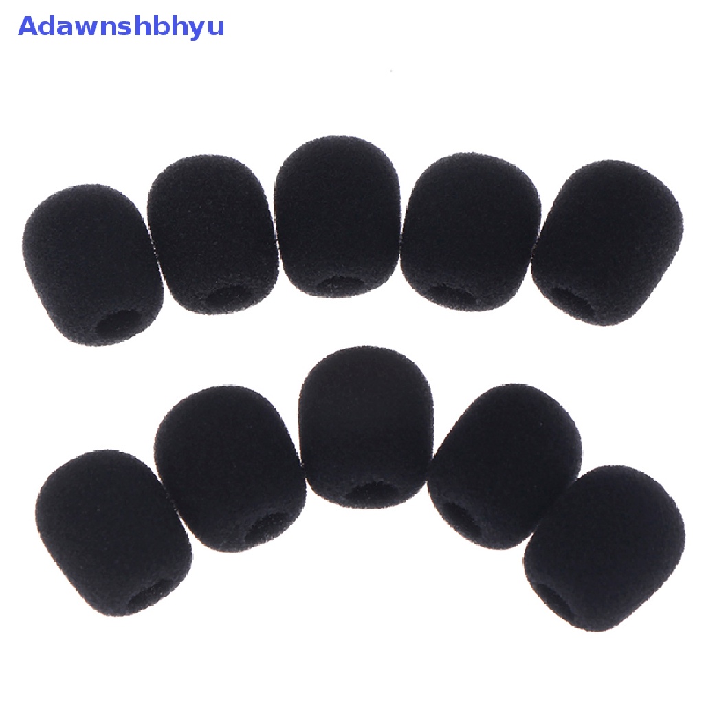 Adhyu 10pcs Headset Mikrofon Hitam Kecil Praktis Kaca Depan Spons Busa Mic Cover ID