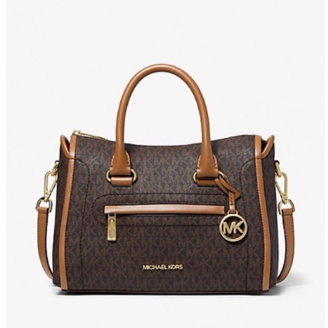 Michael Kors MK Carine medium satchel logo brown