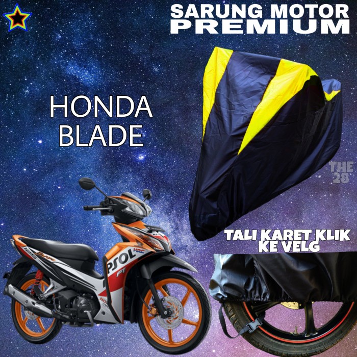 SARUNG MOTOR HONDA BLADE HITAM KUNING BODY COVER HONDA BLADE PREMIUM