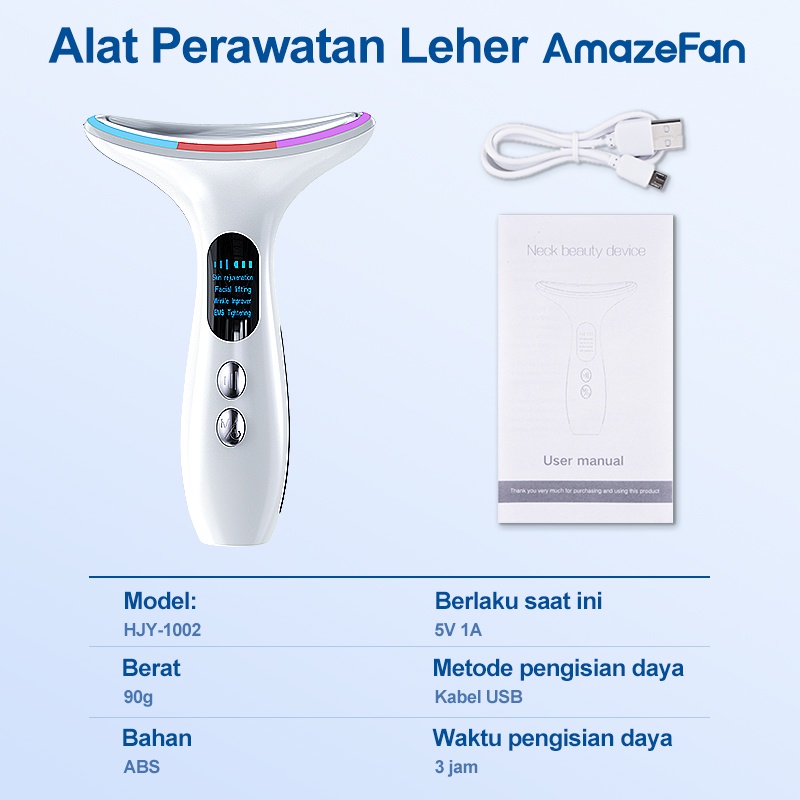 AmazeFan Leher Anti Kerut Dagu Ganda Pesan Wajah Wajah Perangkat Kecantikan Terapi Foton LED USB V Bentuk Mesin Rol Wajah Pengangkat Pesan EMS Pengangkat Leher Wajah Pengangkat Anti Kendur Perangkat Kecantikan