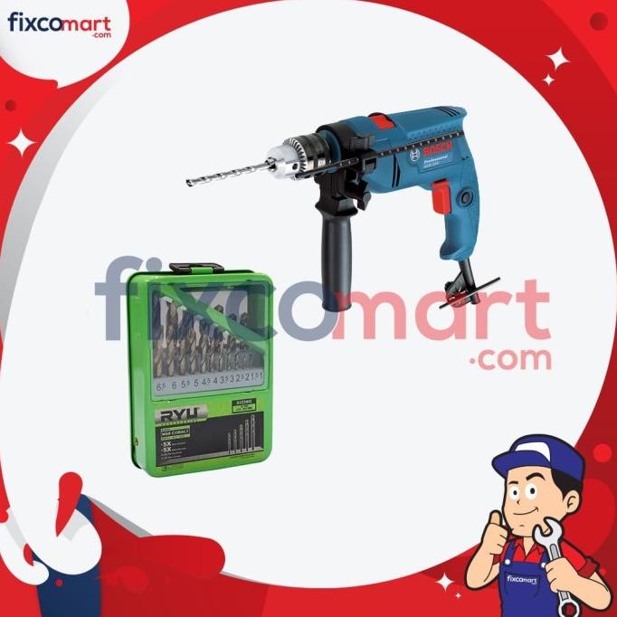 Bosch Bor Beton 13 mm GSB 550 + Ryu Mata Bor Hss Cobalt 1-13mm fixco Kualitas Baik