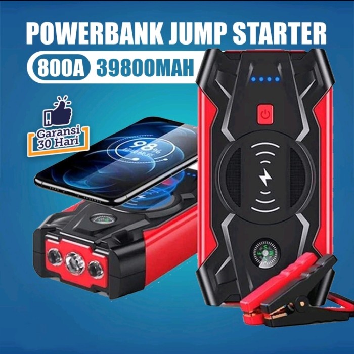 Powerbank Starter Jumper Mobil Aki Diesel dan Bensin CC Besar 39800mAh