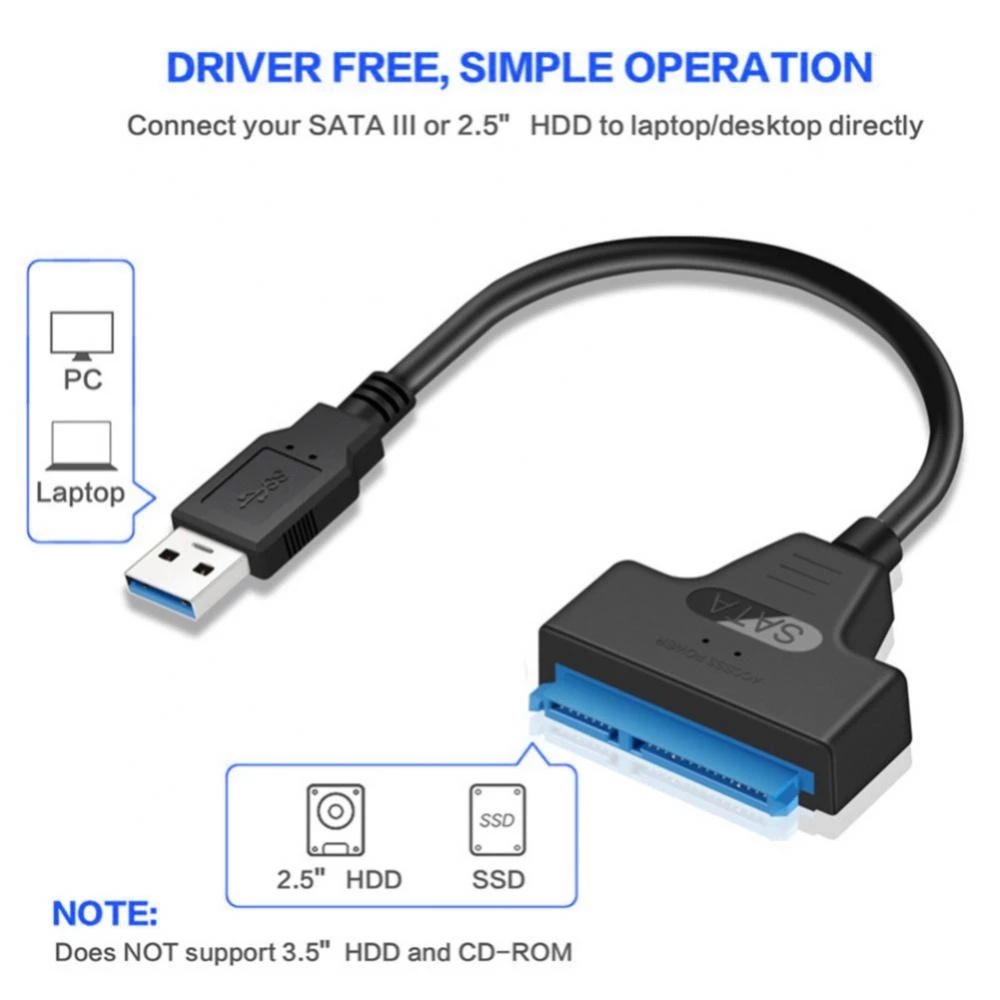 Kabel Hard Disk Usb usb3.0 Ke sata Kompatibel Dengan Hardisk hdd sd 2.5inch Konektor Komputer usb2.0 sata Adaptor