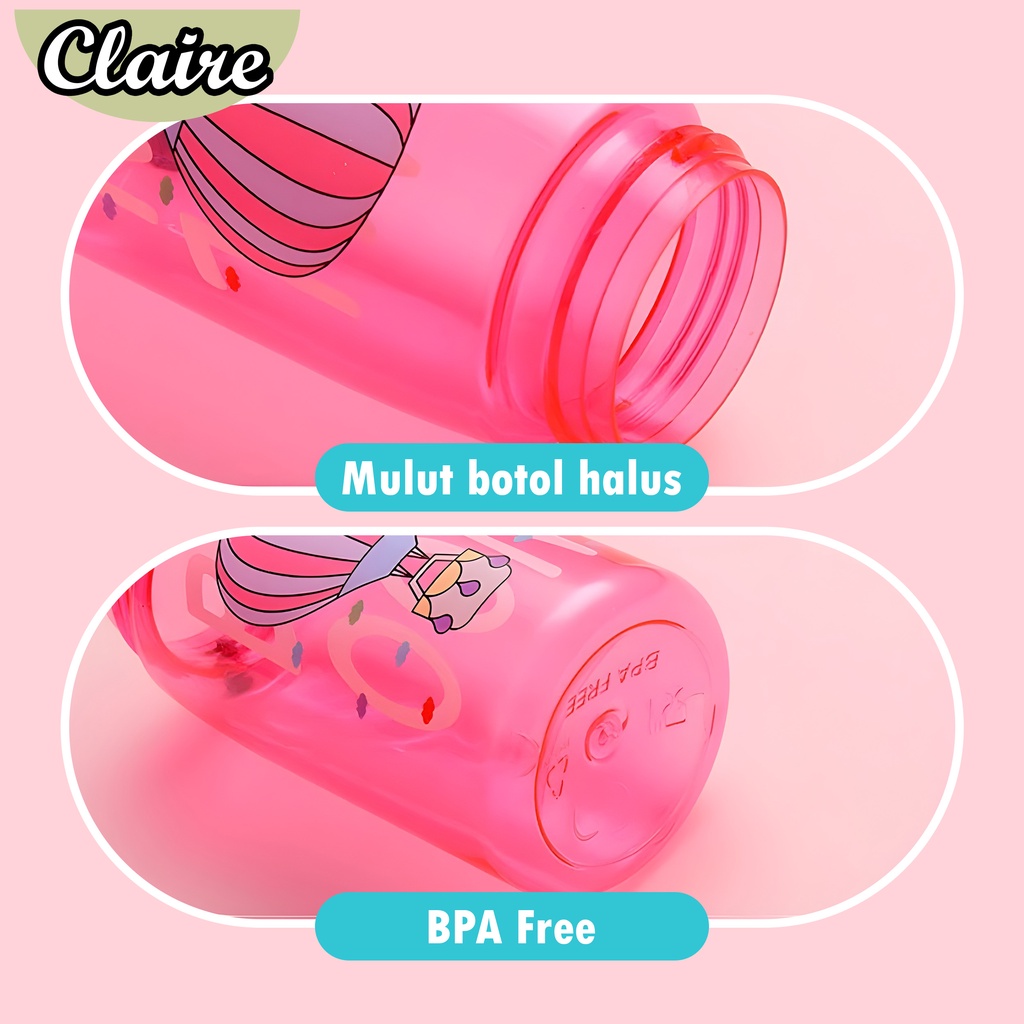 Botol Air Minum 480 ml / Botol Minum Anak Lucu Motif Karakter Imut dengan Sedotan BPA FREE