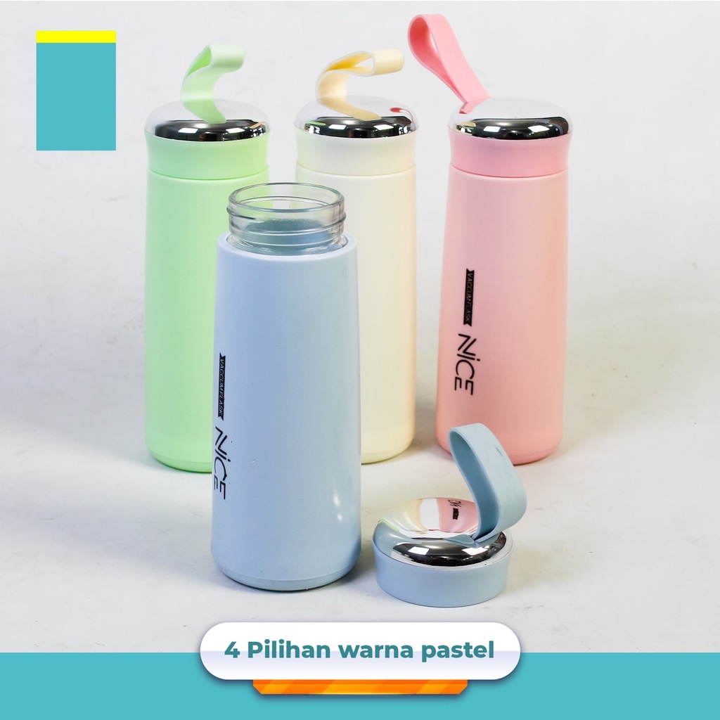 Botol Minum Kaca NICE 400ml Motif Karakter Tumbler Termos Animal Botol Air Minum Bottle Glass