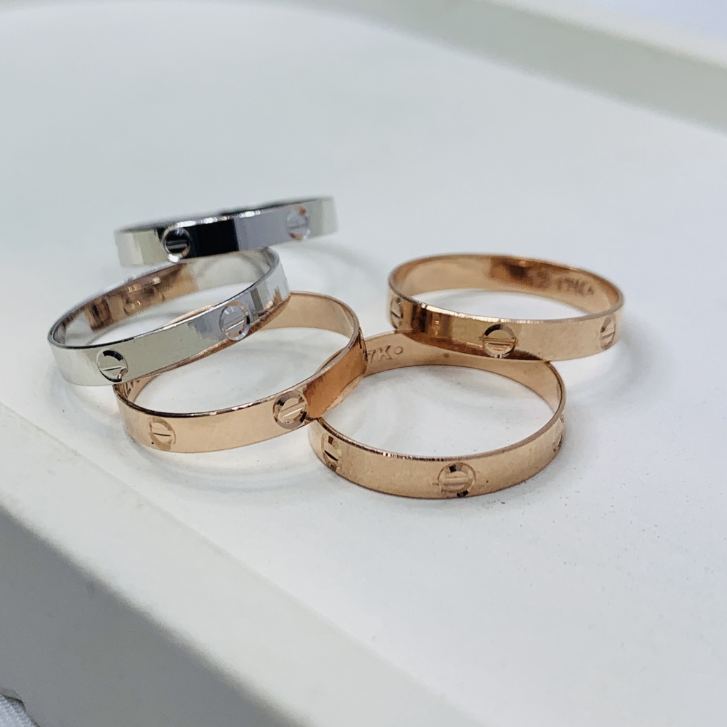 Cincin C Classic Klasik Emas Asli Kadar 700 750 70% 75% 16K 17K Mas Kuning Putih White Rose Gold Pol