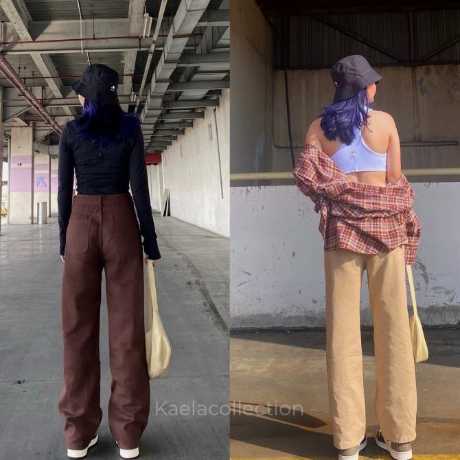 Highwaist Jeans - Brun Jeans In Brown - Celana Basic Baggy