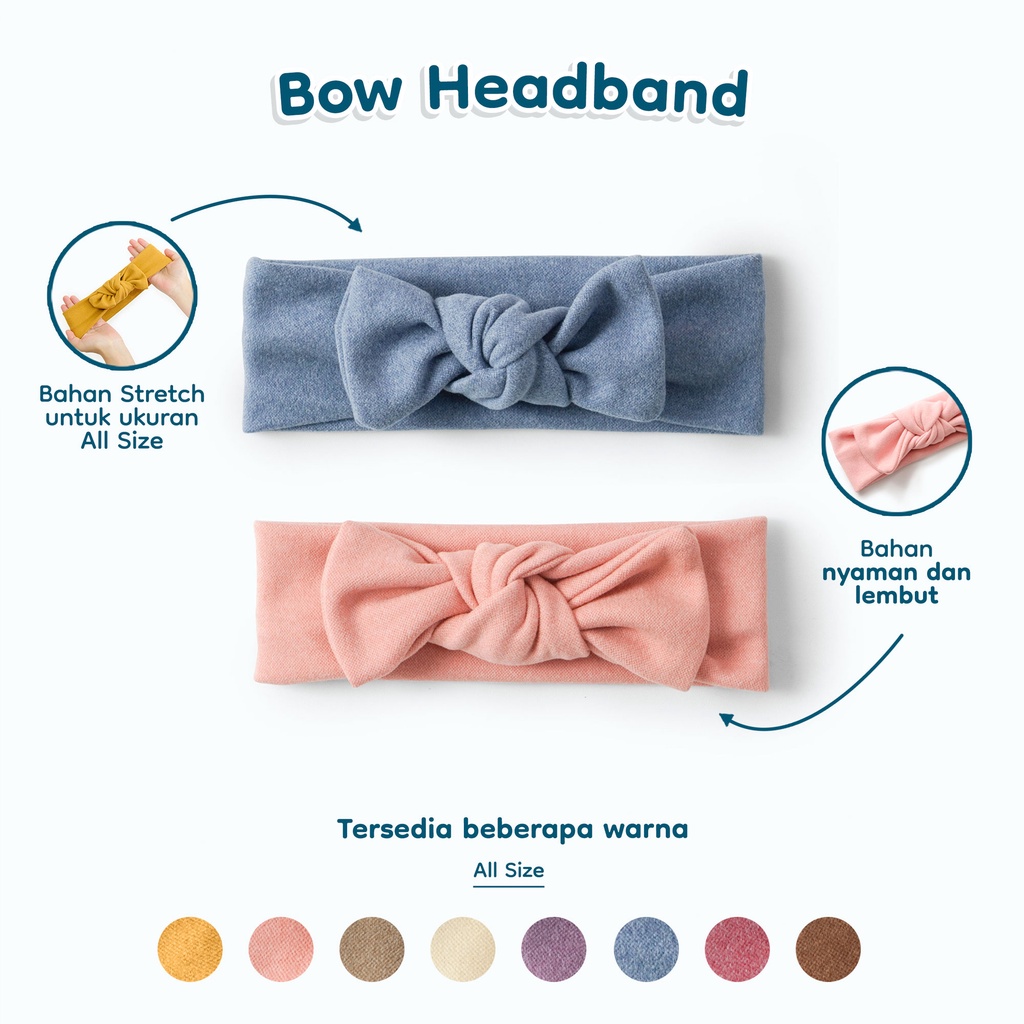 Nice Kids - Bandana Pita Bayi Bow Headband ribbon Baby (All size 0-3 Tahun)