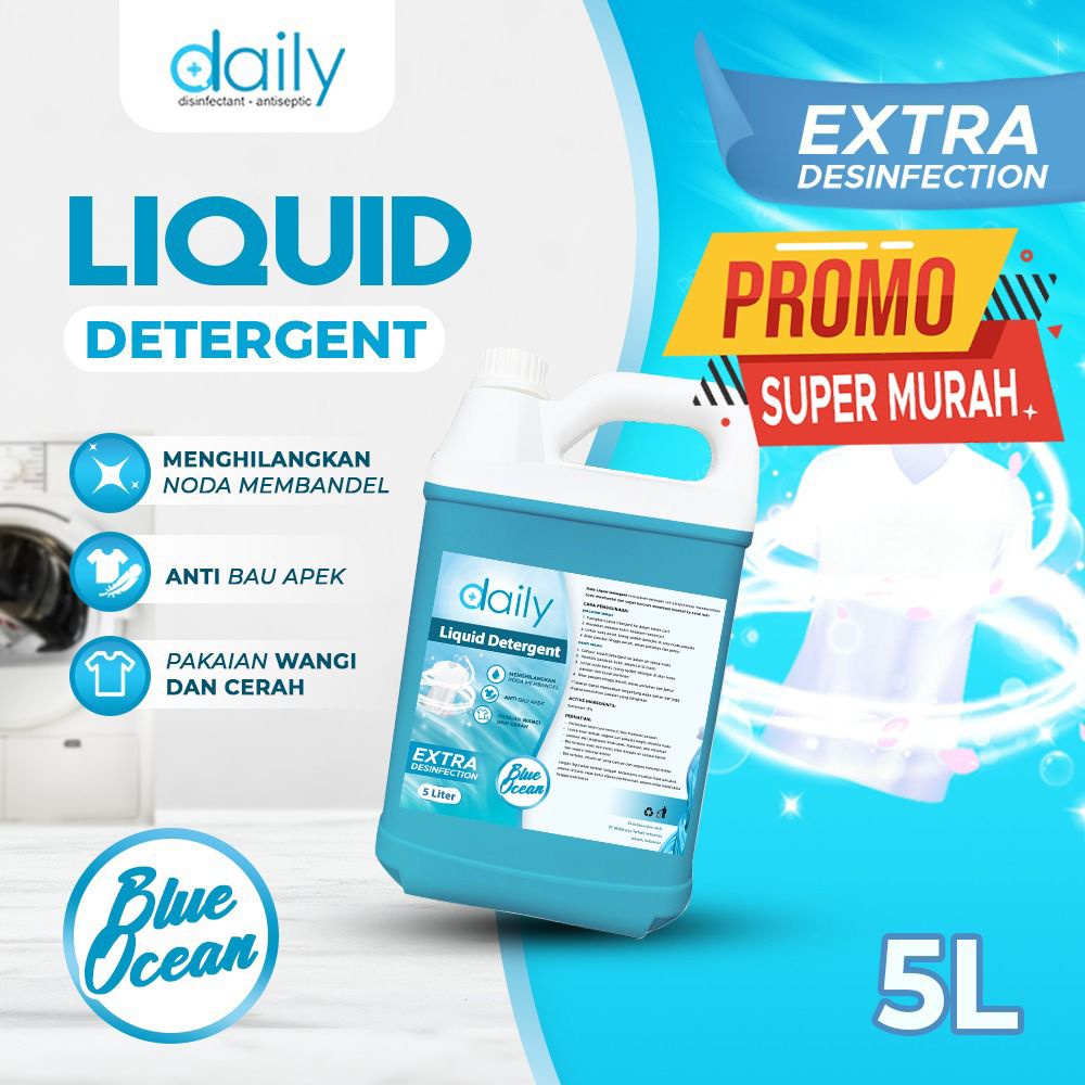 LIQUID LAUNDRY DETERGENT PREMIUM DETERJEN CAIR PREMIUM DAILY 5 LITER AROMA BLUE OCEAN - SWEET CHARM - ORCHID FOREST