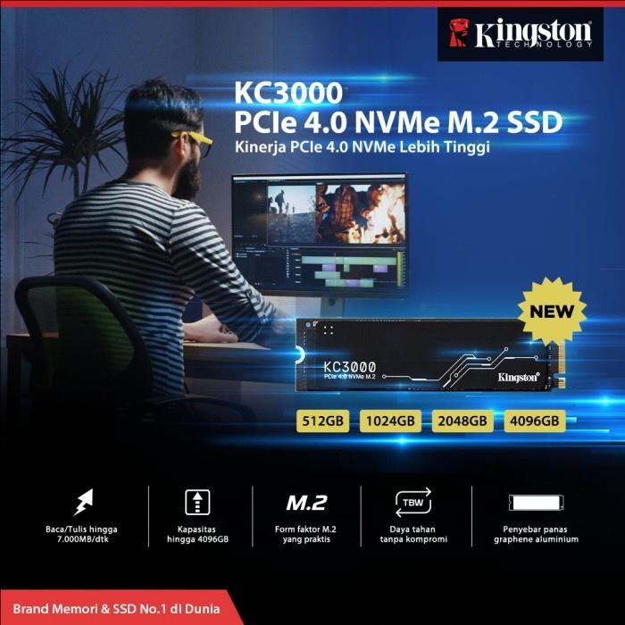 Kingston KC3000 SSD Kingston 2TB NVME PCIE GEN 4.0