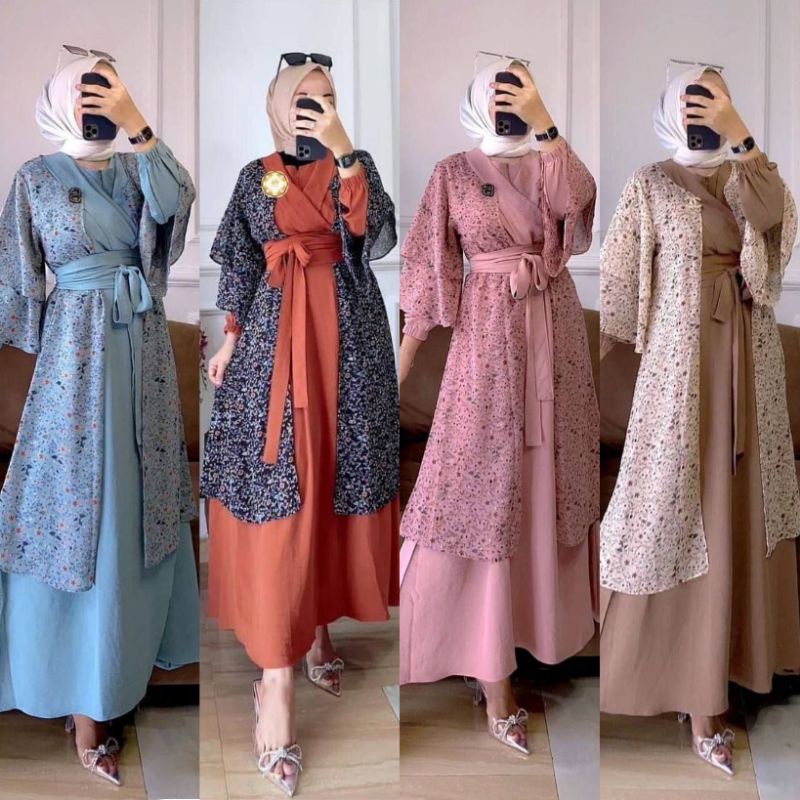 ONE SET OUTER DRESS CRINKLE AIRFLOW GAMIS OOTD TERBARU JUMBO