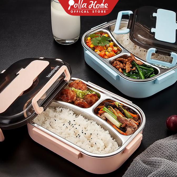 Kotak Makan Stainless Steel 304 Kotak Makan Sekat 3 Peralatan Makan