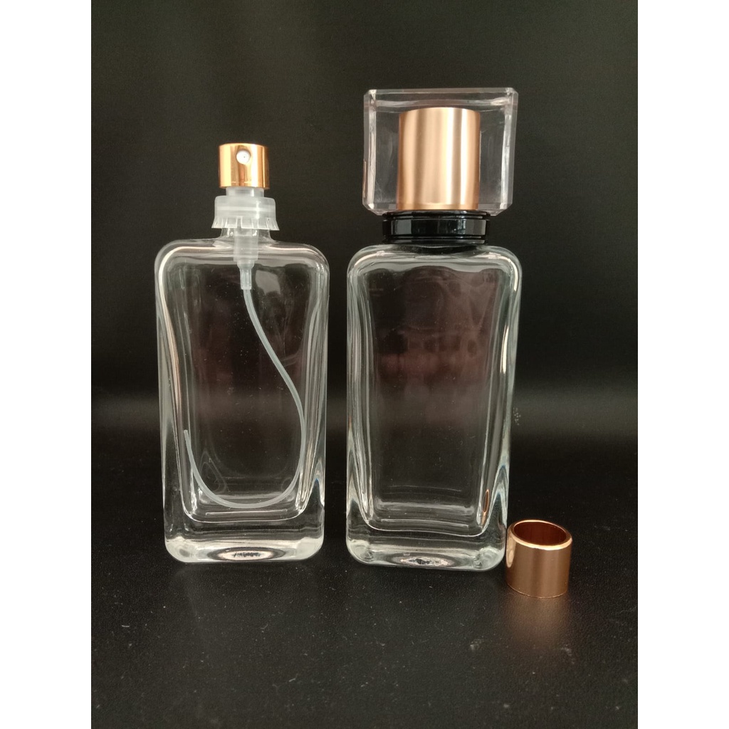 Botol parfum V32640 50ml easypump gold tutup crystal gold ring hitam per pcs