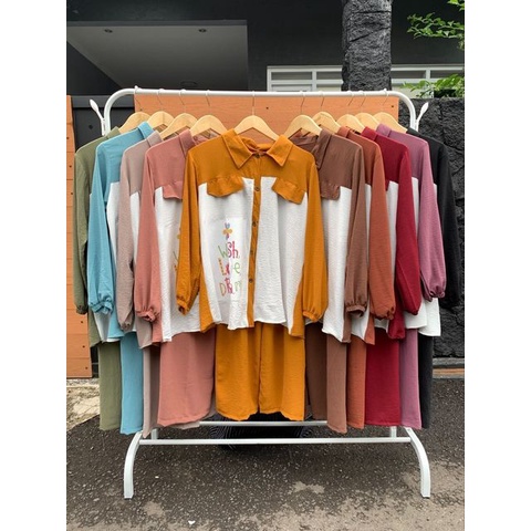 COD ONE SET WANITA VIRAL SETELAN CELANA OVERSIZE SET CRINKLE AIRFLOW PREMIUM PAKAIAN SET TERBARU SETELAN WANITA TERKINI