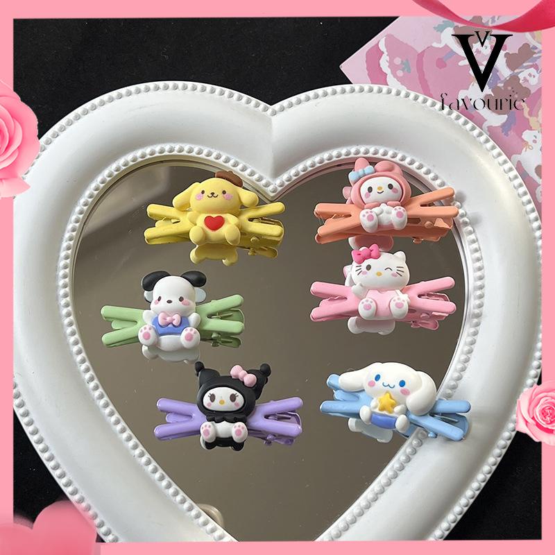 CODKlip Rambut Jepit Kata X Lucu Duduk Cinnamoroll Anjing Kuromi Kartun Fashion Korea Siswa Perempuan Poni Sisi Klip-FA