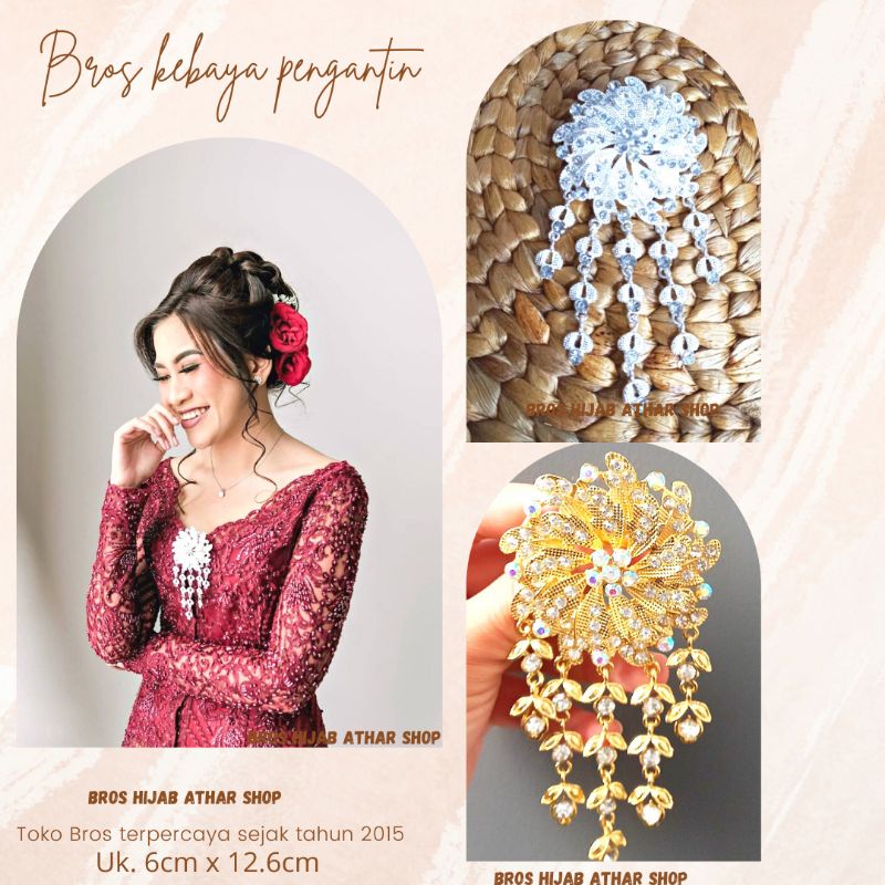 Bros Kebaya Pengantin/Bross Besar/Bros Bunga Juntai /Bros Mewah Kutubaru Emas Perak Jumbo