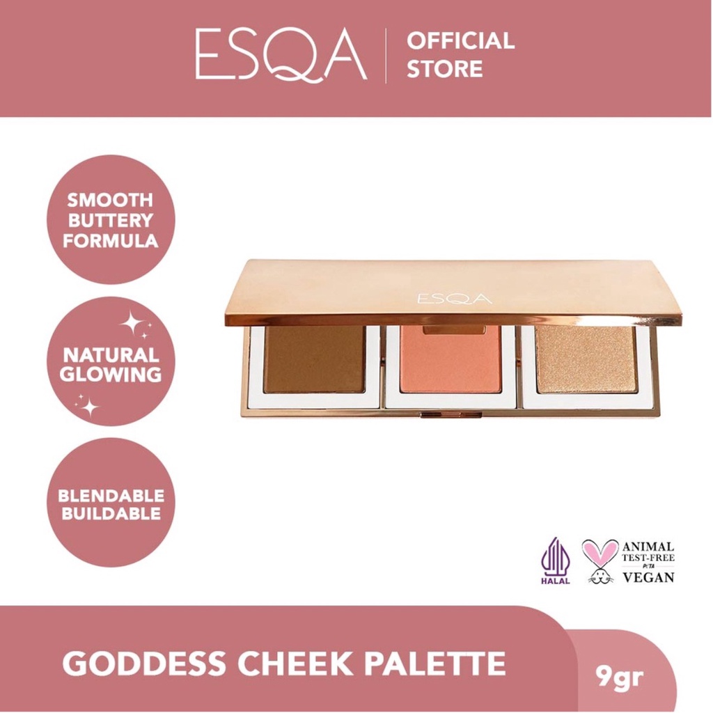 ESQA Trio Goddess Cheek Palette / 3in1 Highlighter Bronzer Blush On Face Contour / Aphrodite Athena