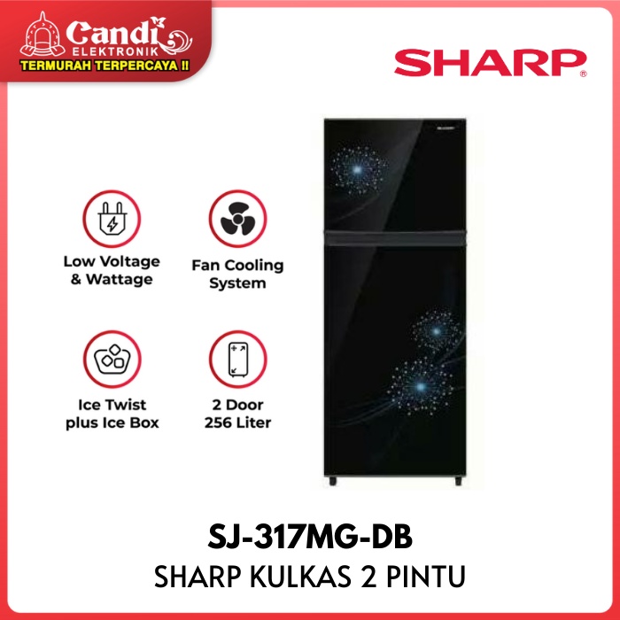 SHARP KULKAS 2 PINTU SJ-317MG-DB 256 LITER SJ-317MG