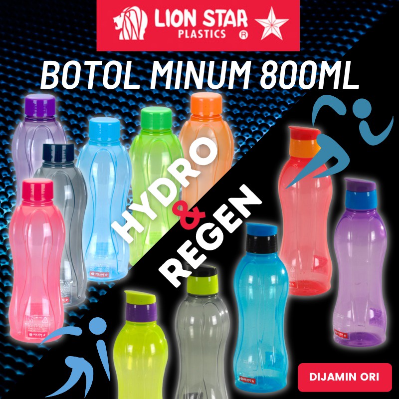 Lion Star - Botol Minum Sport - Botol Minum Plastik Hydro/Regen 800ml