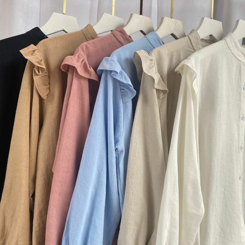 Kemeja Wanita Linen Oversize Yeonik Shirt Linen Angel E22