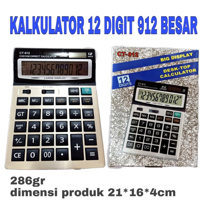 

PROMO SPECIAL KALKULATOR 12 DIGIT CT 912 BESAR