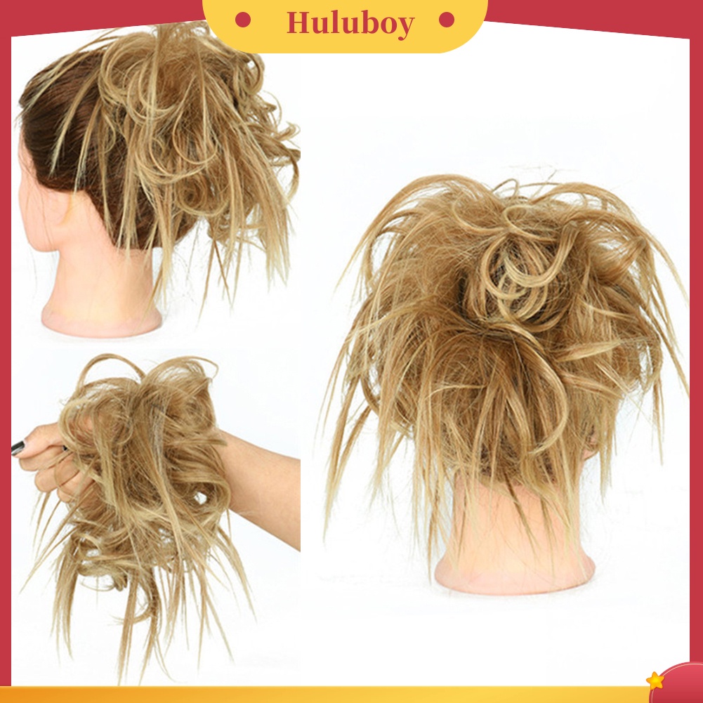 Wig Rambut Sintetis Elastis Model Bun Chignon Messy Untuk Wanita
