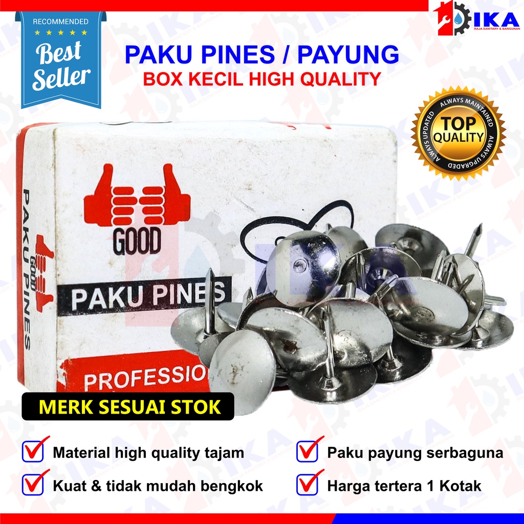 PAKU PAYUNG MURAH PERKOTAK KECIL Paku Payung isi 20 pcs / Thumb Tacks Pines Push Pin Stainless / Paku Tekan Jamur Pinus