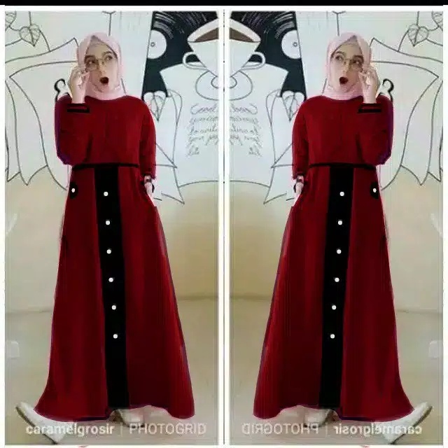 Tia Dress - Bisa COD Baju Gamis Maxy Dress Muslim Wanita  Busui Sleting Depan Saku Kantong Depan Len